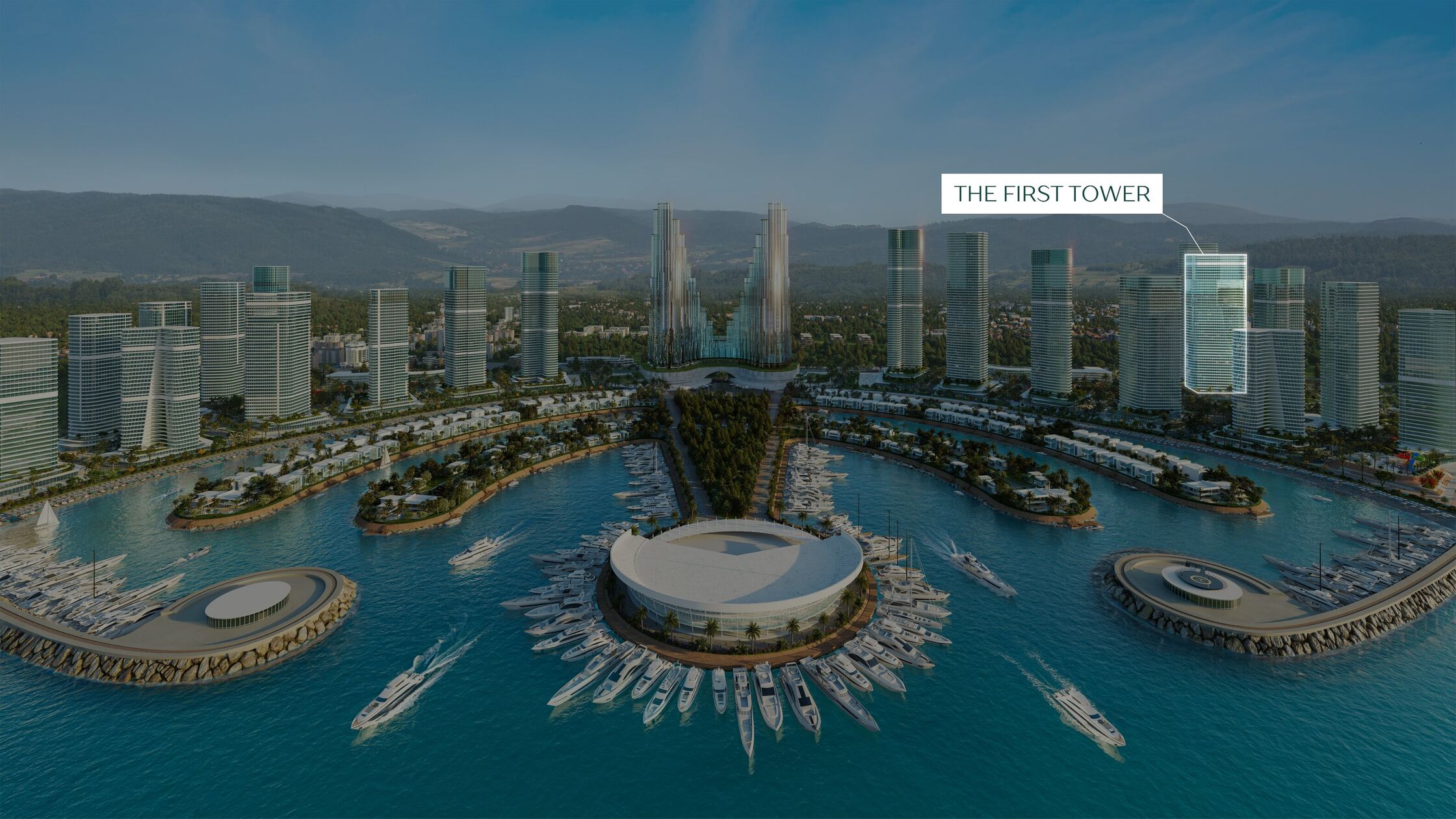Мастерплан острова Ambassadori Island с выноской The First Tower